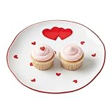 Genérico Platos de cerámica con forma de corazón: de ensalada romántico para el día de San Valentín, elegante para aperitivos, vajilla duradera con un encantador patrón de corazón, perfecto para ce