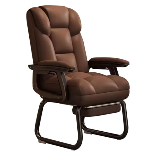 HAQMG Btirostuhle Chefsessel Ohne Rollen Sessel Modern Design, Gaming Sessel Ergonomischer Bürostuhl Computerstuhl, Gaming Stuhl Schreibtischstuhl Bürostuhl Freizeitsofa Sitz(Brown w/footrest)
