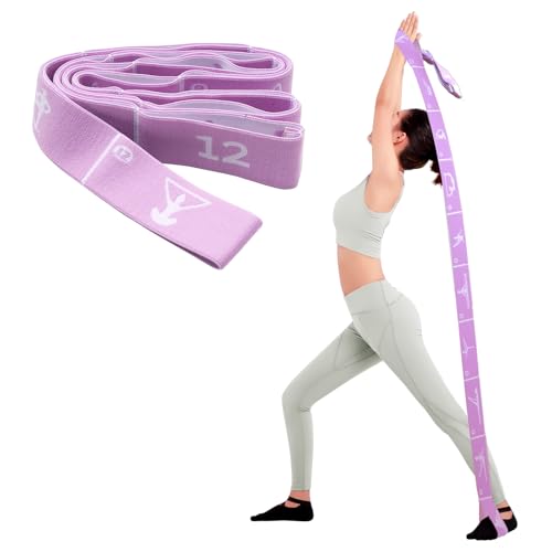 12 Loops Yoga Strap with Stretching Straps for Physical Therapy, Pilates Straps for Full Body Deep Stretch, Extra Long Elastic Stretch Bands for Tall People, Adjustable Loop Belt for Gymnastics, Ballet, Dance & Flexibility Training