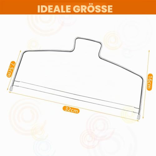 Vibronova Tortenschneider Tortenmesser Edelstahl 32cm - Mit 2 Höhenverstellbarem Tortensäge Drähten - Spülmaschinenfest Kuchenschneider - Tortenteiler für Perfekt Gleiche Tortenschichten
