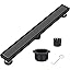 Linear Shower Drain Black 12 Inch,304 Stainless Steel with Adjustable ...