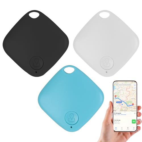 3 Pieza Localizador GPS Bluetooth para Llaves, Localizador de Objetos Bluetooth, Carteras, Bolsos, Mascotas y Maletas, Rastreador Compatible con Android e iOS, Búsqueda Bidireccional