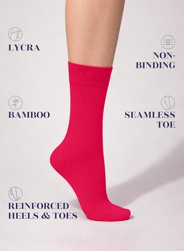 Image of Hugh Ugoli Women's Thin Soft Rayon Derived from Bamboo Crew Socks for Dress, Trouser, Seamless Toe & Non-Binding, 5-8 /9-11