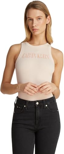 Calvin Klein Débardeur Femme Varsity Rib Slim Fit - Top côtelé col rond sans manches