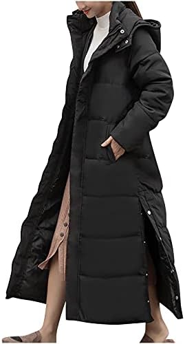 Women's Long Down Coat with Hood Lengthened Thickened Maxi Down Winter Warm Parka Puffer Jacket for Men Women Windproof Black