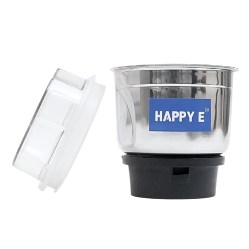 Image of HAPPY E Chutney Jar for BAJAJ Mixer Grinders, Stainless Steel, 400ML | Compatible for Bajaj GX1, GX3, GX4, GX8, GX3501, GX3701, GX4701, GX3000, GX400, GX3, Twister Deluxe, Bravo Dlx