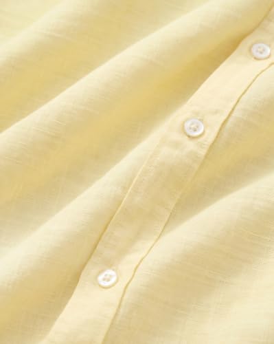 Image of Nobero Breezy Premium Linen Cotton Shirt for Men | Stylish Casual Shirts for Men | Semi Cut Collar | Box Pleat | Curved Hem | Regular Fit | Full Sleeve | S-XXXL