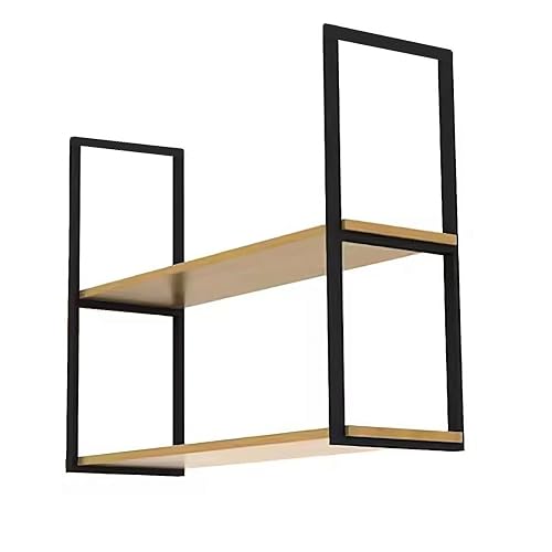 Support d'étagère de plafond noir 30x80 cm : lot de 3 fixations suspendues robustes à 2 niveaux