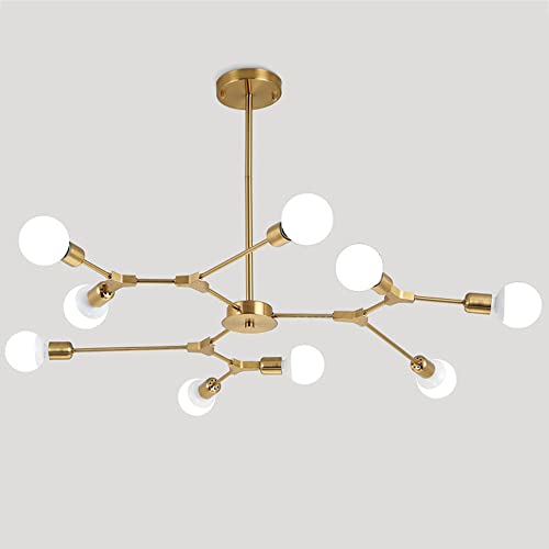 Lustre en métal européen doré à 6 ou 9 branches pour éclairage de salle à manger