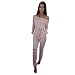 Longwu Women's Fashion off-Shoulder Drawstring Jumpsuits Rompers Knee Hole Pants