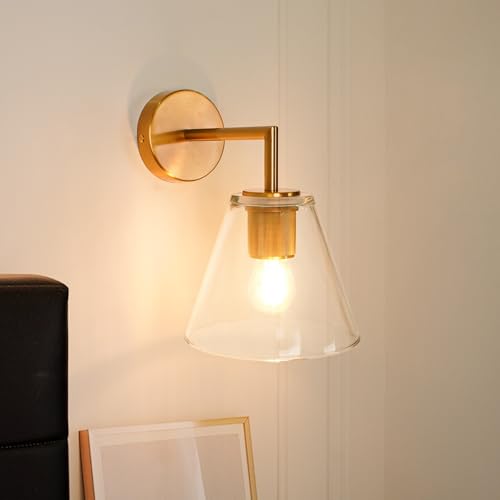 CRFASIBE Aplique de Vidrio Industrial Vintage, Luz de Pared Interior E27 de Metal para Dormitorio, Salón, Pasillo y Baño