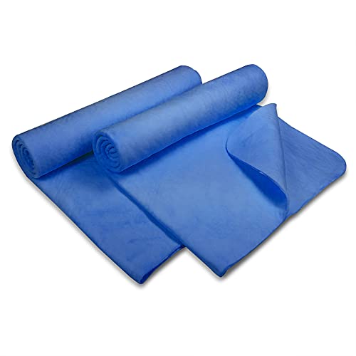 Flow Premium Swim Chamois - 2-Pack of Quick Dry Off Swimmers Shammies for Swimming, Diving, and Other Water Sports (Blue 2-Pack)