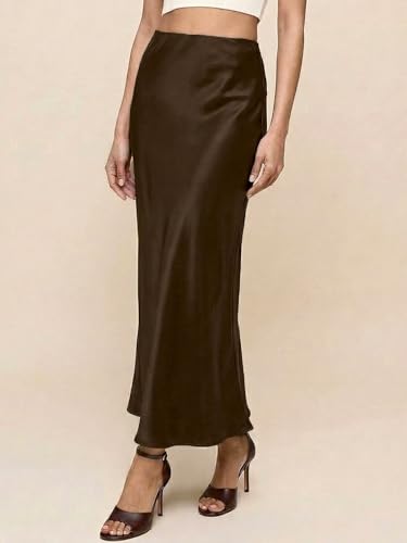 Image of ADDYVERO Premium Satin Finish Flowy A-Line Fit Midi Skirt for Women