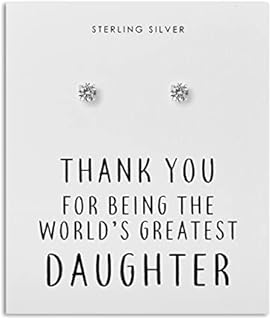 Sterling Silver World's Greatest Daughter Crystal Earrings