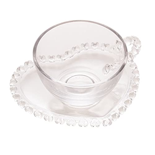LYOR - Xícara de Chá de Cristal com Pires Coração 170ml