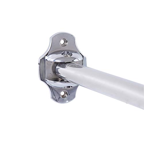 TENOVEL Rust Proof Curved Shower Curtain Rod, Adjustable Curved Shower Rod 50"-72", Double Glide Shower Curtain Hooks/Rings-Polished Chrome - Thumbnail 4