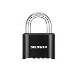 DELSWIN 4-Digit Combination Lock Outdoor Padlock - Heavy Duty Locker Lock with Hardened Steel Shackl