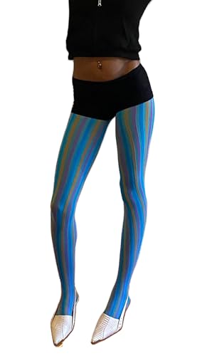 NUFIWI Vintage 60s Printed Funky Tights for Women Y2K Tie Dye Mesh Pantyhose Skinny Body Shaping Leggings Streetwear