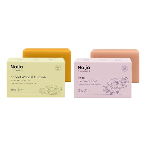 Naija Organics Sandalwood & Turmeric + Rose Natural Bathing Soaps Combo | Skin Brightening, Chemical-Free, Handmade Bath Soap | Body Soap For Men & Women, All Skin Types | Pack of 2 (100g each)-image-47