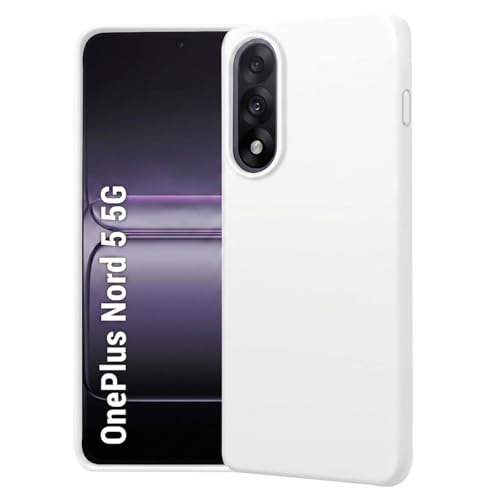 Image of LIRAMARK Liquid Silicone Soft Back Cover Case for OnePlus Nord 5 5G| Soft Micro-Fibre Lining Inside | Camera Protection Bump (White)
