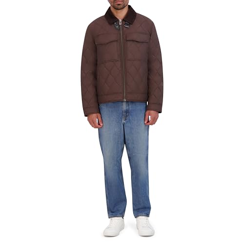 Image of Cole Haan Men's Diamond Quilt Long Sleeve Casual Jacket