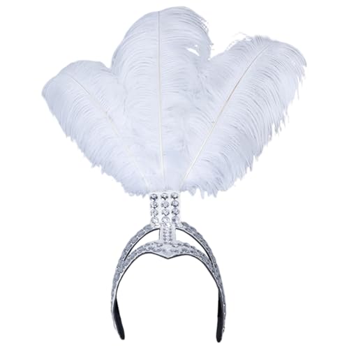 Bandeau à plumes blanc vintage Gatsby pour les soirées déguisées de style années 1920