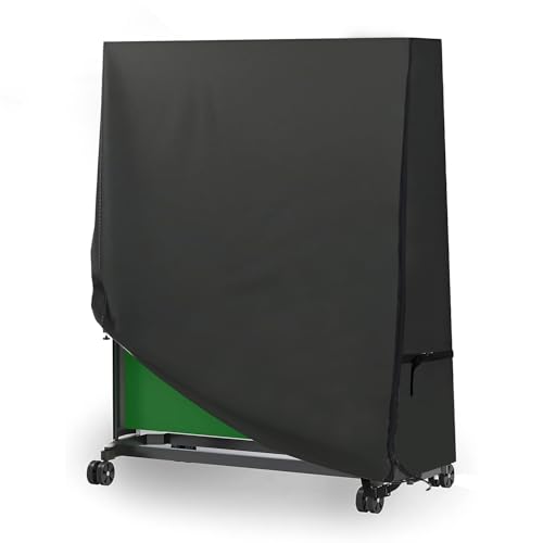 Softclub Table Tennis Table Cover Waterproof 420D Oxford Fabric Windproof Dustproof Ping Pong Table Cover for Outdoor and Indoor 165*85*165cm Black
