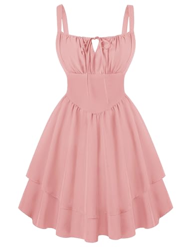 Image of Scarlet Darkness Corset Mini Dress for Women Teens 2026 Summer Ruffle Sundress Graduation Homecoming Dresses