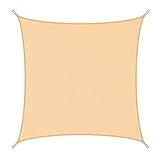 HOBBYGARDEN, Sonnesegel, für Swimming-Pool Balkon Terrasse Garten, Quadratisch, Wasserdicht, Sonneschutz, Wetterschutz, UV Schutz, Segel, Beige, 6 m