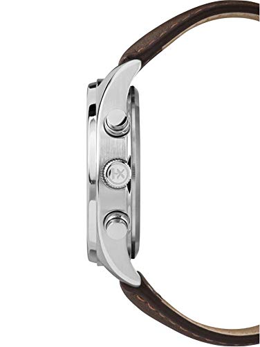 Image of Timex Mens Chronograph Quartz Watch with Leather Strap, Brown, Strap