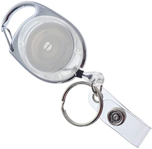 Hard Plastic Vertical - 2 Side Load Multiple Card Badge Holder With Retractable Badge Reel - Carabiner Belt Loop Clip, Keychain And Id Holder Strap By Specialist Id #TOP2