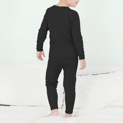 Image of Kids Thermal Inner Wear Top and Pyjama Set Winter Wear Black.