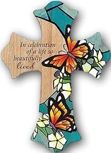 Carson Cruz de pared "In Celebration" de 10.5 pulgadas, cruz colgante para regalo conmemorativo, regalo de duelo para funerales
