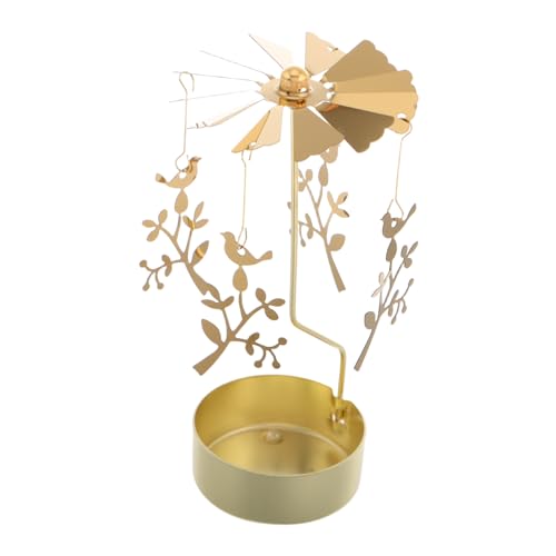 CVUTOVO Rotierender Teelichthalter Aus Metall Spinning Candlestick Carousel Für Zuhause Tischdekoration Wohnaccessoires Und Weihnachtsdeko Wärmegetriebenes Windmühlen-Design