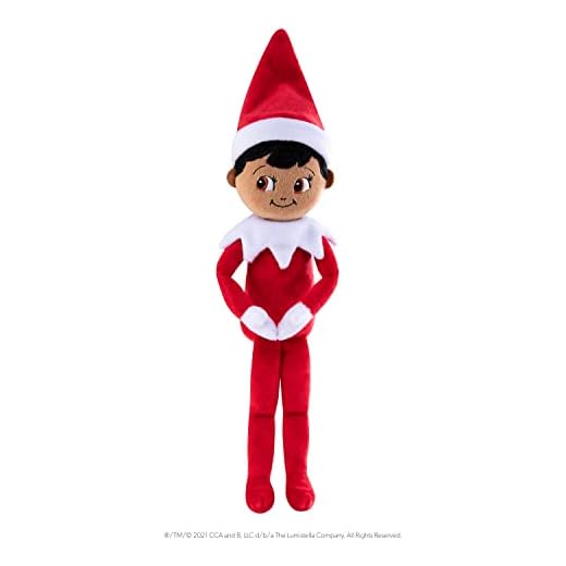 Elf on the Shelf Plushee Pal Snuggler Boy Dark | Elfo de Navidad suave peluche de peluche | Accesorios de elfo en el estante