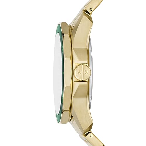 Armani Exchange Analog Green Dial Men's Watch-AX1951 Stainless Steel, Gold Strap