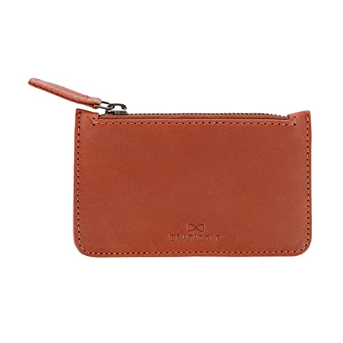 Trafalgar Men's Sergio Front Pocket Leather Zipper Pouch, Tan