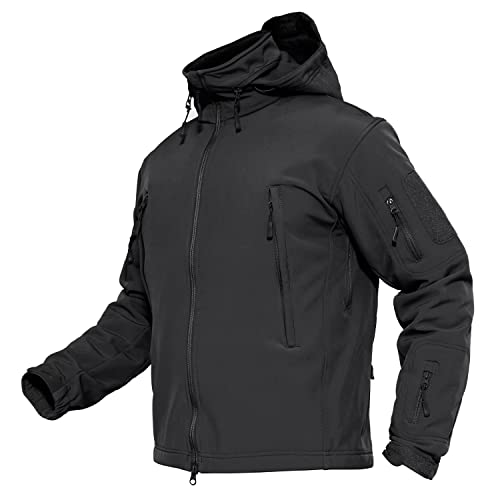 MAGCOMSEN Men's Tactical Jacket Winter Snow Ski Jacket Water Resistant Softshell Fleece Lined Winter Coats Multi-Pockets