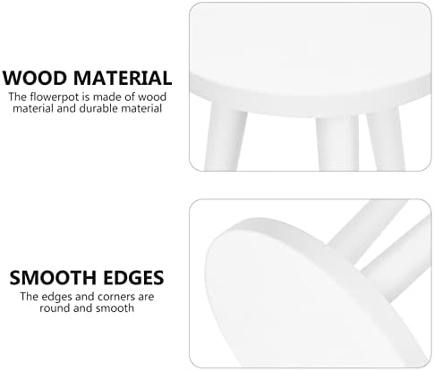 Cabilock Natural Wood Plant Stand Wooden Flower Pot Holder Stool White Planter Rack Decorative Flower Shelf for Indoor Outdoor Home Garden Decor