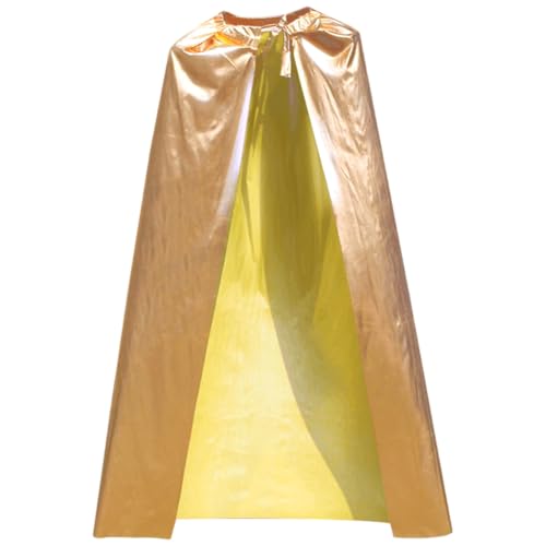 CABODYALS Capa de Disfraz de Rey Dorado para Adultos, Disfraz de Halloween, Poncho, Sólido, Brillante, Metálico, Reina Real, Cosplay, Capa de Poliéster, para Mujer, Hombre, Fiesta, Celebraciones Navid