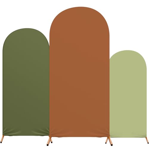 Tingjoo 3 Pack Arch Cover Spandex Fitted Light Green, Dark Green, Brown