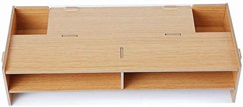 AZlife Wooden Monitor Stand Riser, Laptop Stand and Desk Organizer with Keyboard Storage, with Slots for Office Supplies, Wide Monitor Stand Riser for Computer/Laptop/Small TV/Printer