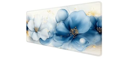 Tapis de souris XXL bleu pour bureau gamer et bureau d'ordinateur PC