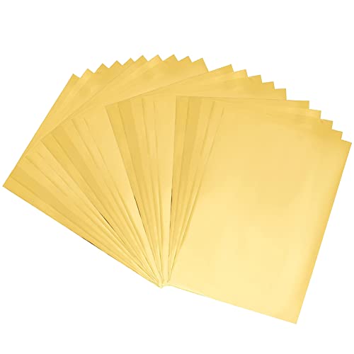 SUPERFINDINGS 50 Hojas de Papel Metalizado reactivo al tóner, 11,42 x 7,3 Pulgadas, Rectangular, Papel Metalizado para Transferencia, Dorado, para Impresora láser + laminadora, Manualidades DIY