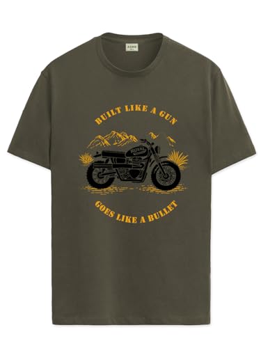 Image of ADRO Men's Royal Bike Design Printed 100% Cotton T-Shirt - Regular Fit, Printed T-Shirts for Men