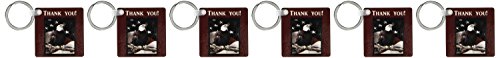 3dRose Bald Eagle on Log with American Flag, Thank you - Key Chains, 2.25 x 4.5 inches, set of 6 (kc_77334_3)