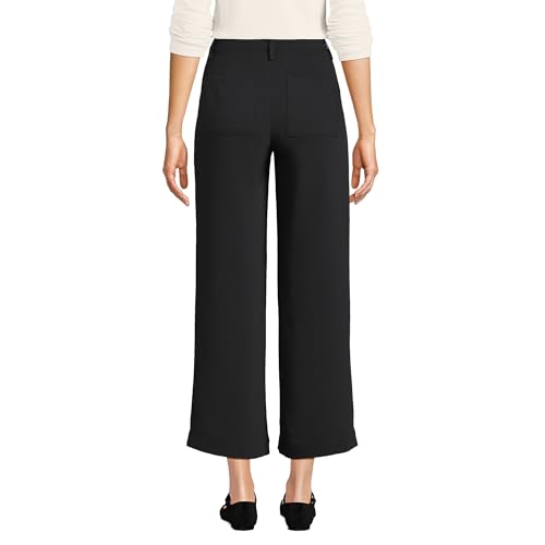 Lands' End Women's Crepe High Rise Patch Pocket Wide Leg Crop Pants2