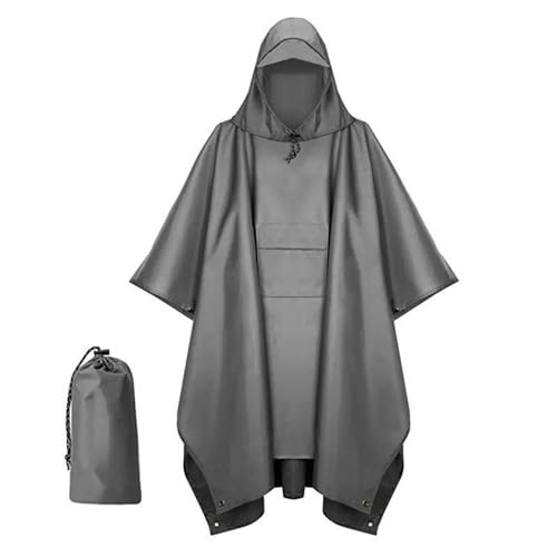 Listado de Impermeable Tipo Poncho los mejores 5. 41 3 en 1 Poncho de Lluvia Impermeable Con Capucha, Chubasquero Para Hombres y Mujeres, Ligero Para Senderismo, Acampada y Pesca Con Bolsa (Gris)