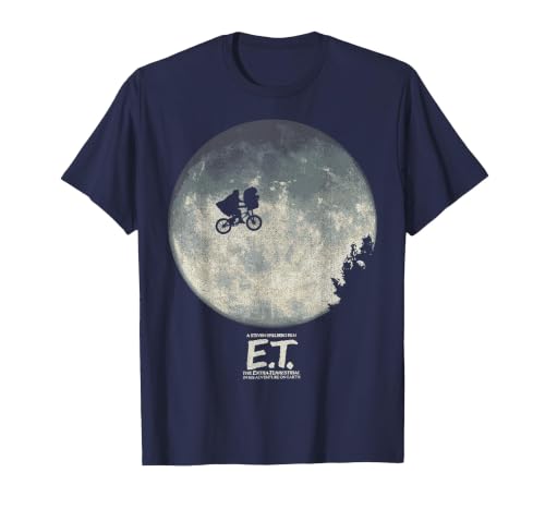 E.T. Infamous Flying Bike Scene Silhouette Logo T-Shirt, Men, Navy Blue, XX-Large