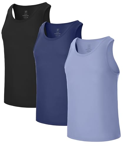 BAMBOO COOL Men's Tank Top Undershirts Moisture Wicking Breathable, Fitted Ruglar Fit T Shirts for Men 3 Pack